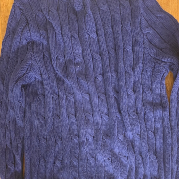 Polo by Ralph Lauren Womens Blue Cable Knit Sweater With Beaded Logo - Nwt- Rare - Picture 3 of 6